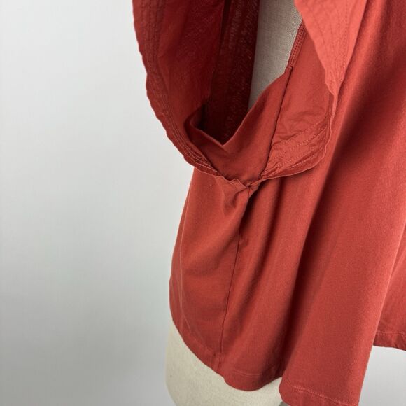 Old Navy Short Sleeve Rust Orange Flutter Sleeve Combination Top Size 2X - Picture 6 of 12